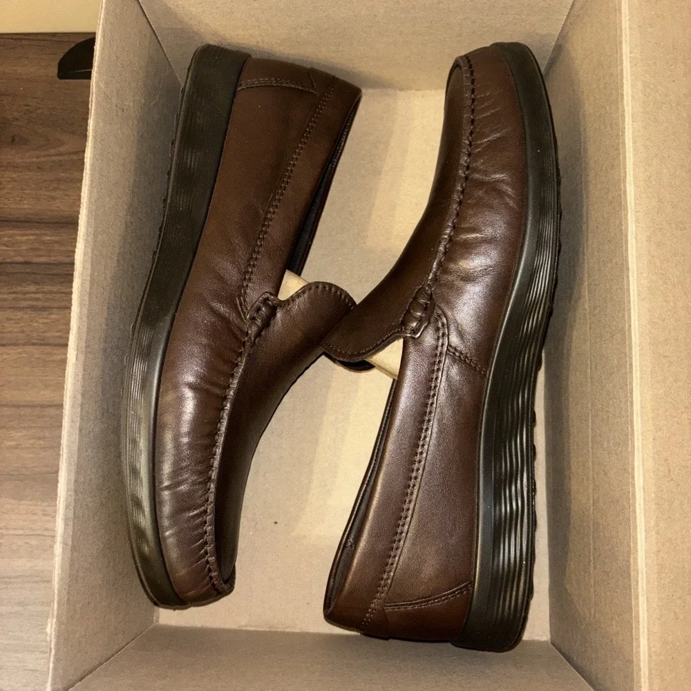 New ECCO S Lite Men's 9 9.5 EU 43 Moc Brown Leather Loafer Moccasin Shoes $180